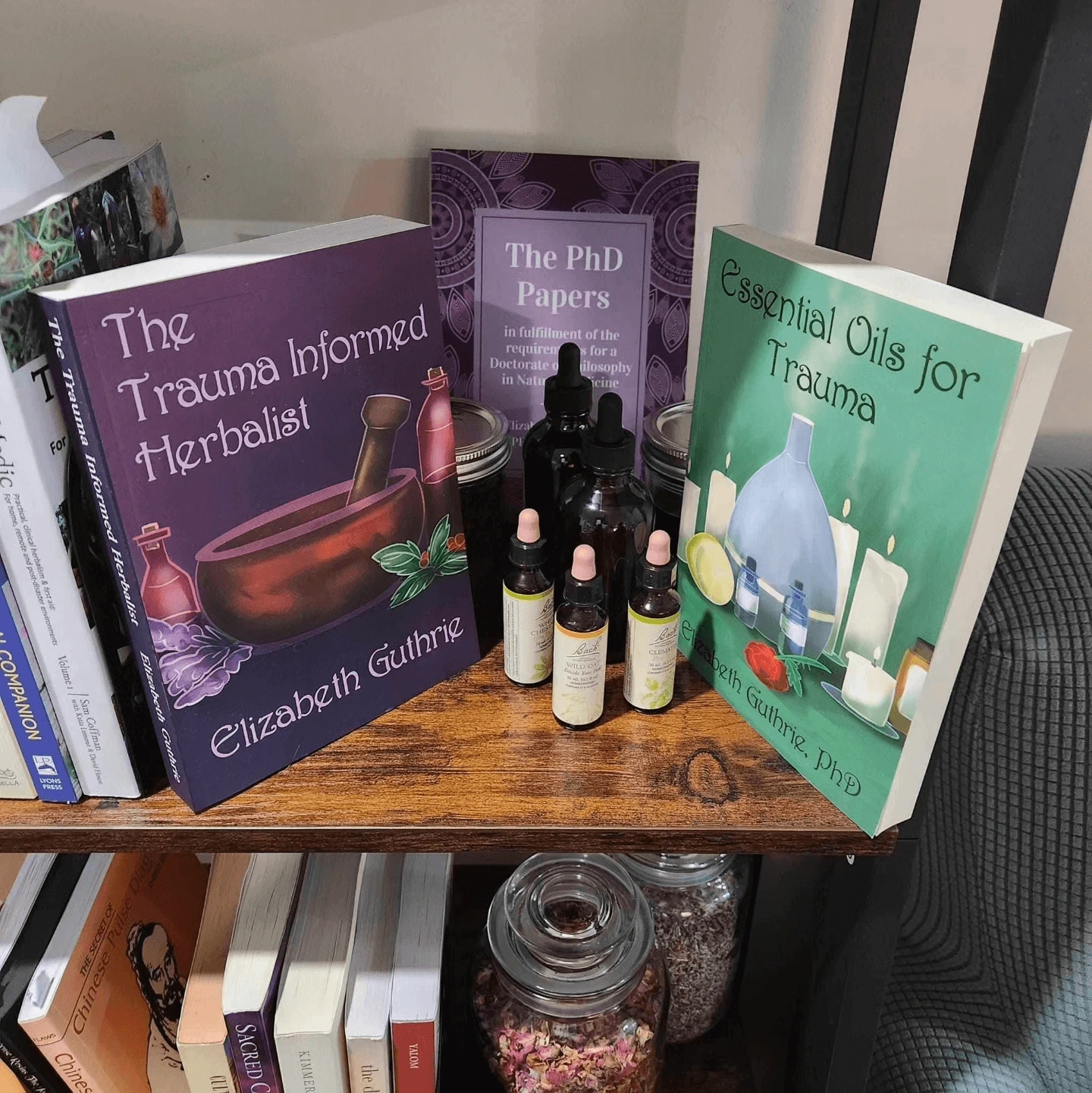 A display of books by Elizabeth Guthrie