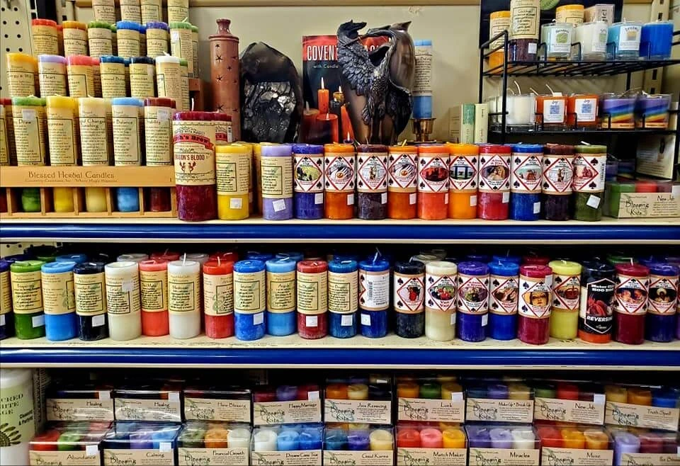 A shelf of candles